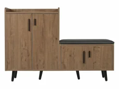 Merax Banco zapatero moderno con 4 puertas y cojín - patas y tiradores de metal - color natural - 120 x 34 x 82 cm Color natural claro Best