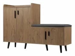 Merax Banco zapatero moderno con 4 puertas y cojín - patas y tiradores de metal - color natural - 120 x 34 x 82 cm Color natural claro Best