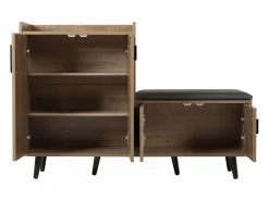 Merax Banco zapatero moderno con 4 puertas y cojín - patas y tiradores de metal - color natural - 120 x 34 x 82 cm Color natural claro Best