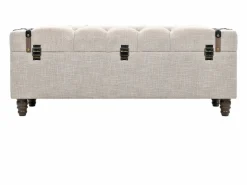 vidaxl Bancos de almacenamiento 3 piezas madera y acero 112x37x45 cm Blanco Sale