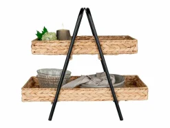 House Nordic Bandeja de jacinto de agua y metal en y madera 42 x 23 x 43.5 cm Negro Discount