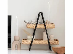 House Nordic Bandeja de jacinto de agua y metal en y madera 42 x 23 x 43.5 cm Negro Discount