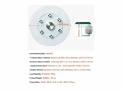 Bandeja Giratoria Redonda SucceBuy para Mesa, 61 cm, Bandeja de Servicio Giratoria 360°, Centro de Mesa de Comedor de Vidrio Templado con 6 Ruedas, para Banquetes^ Hot