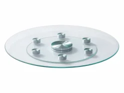 Bandeja Giratoria Redonda SucceBuy para Mesa, 61 cm, Bandeja de Servicio Giratoria 360°, Centro de Mesa de Comedor de Vidrio Templado con 6 Ruedas, para Banquetes^ Hot