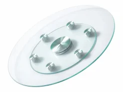 Bandeja Giratoria Redonda SucceBuy para Mesa, 61 cm, Bandeja de Servicio Giratoria 360°, Centro de Mesa de Comedor de Vidrio Templado con 6 Ruedas, para Banquetes^ Hot