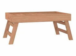 vidaxl Bandeja plegable madera maciza de teca 55x35x25 cm Color natural claro