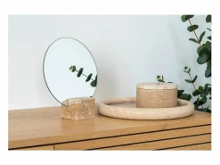 ebuy24 Bandeja redonda de travertino natural Ø 25,5 cm Beige Clearance