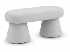 Banqueta estructura y patas tapizadas en boucle Blanco Outlet
