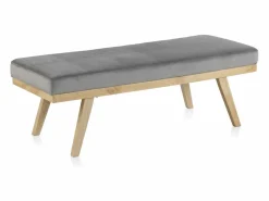 Banco Y Pie De Cama|Banco Y Pie De Cama|Banqueta tapizada con tejido aterciopelado con patas madera