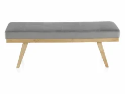 Banco Y Pie De Cama|Banco Y Pie De Cama|Banqueta tapizada con tejido aterciopelado con patas madera