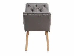 Banqueta tapizada con tejido aterciopelado y patas madera Gris Online