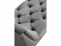 Banqueta tapizada con tejido aterciopelado y patas madera Gris Online