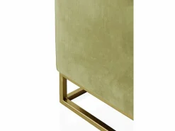 Banqueta tapizada con tejido aterciopelado con base dorada^ Outlet