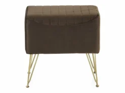 Banqueta tapizada con tejido aterciopelado marron con patas doradas^ Sale