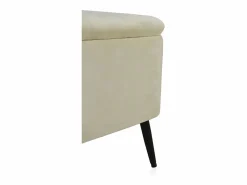 Banqueta-baul tapizada con tejido aterciopelado beig y patas metal Beige Outlet