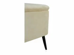 Banqueta-baul tapizada con tejido aterciopelado beig y patas metal Beige Outlet
