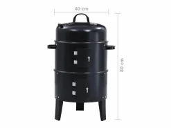 vidaxl Barbacoa|Barbacoa ahumador de carbón 3 en 1 40x80 cm