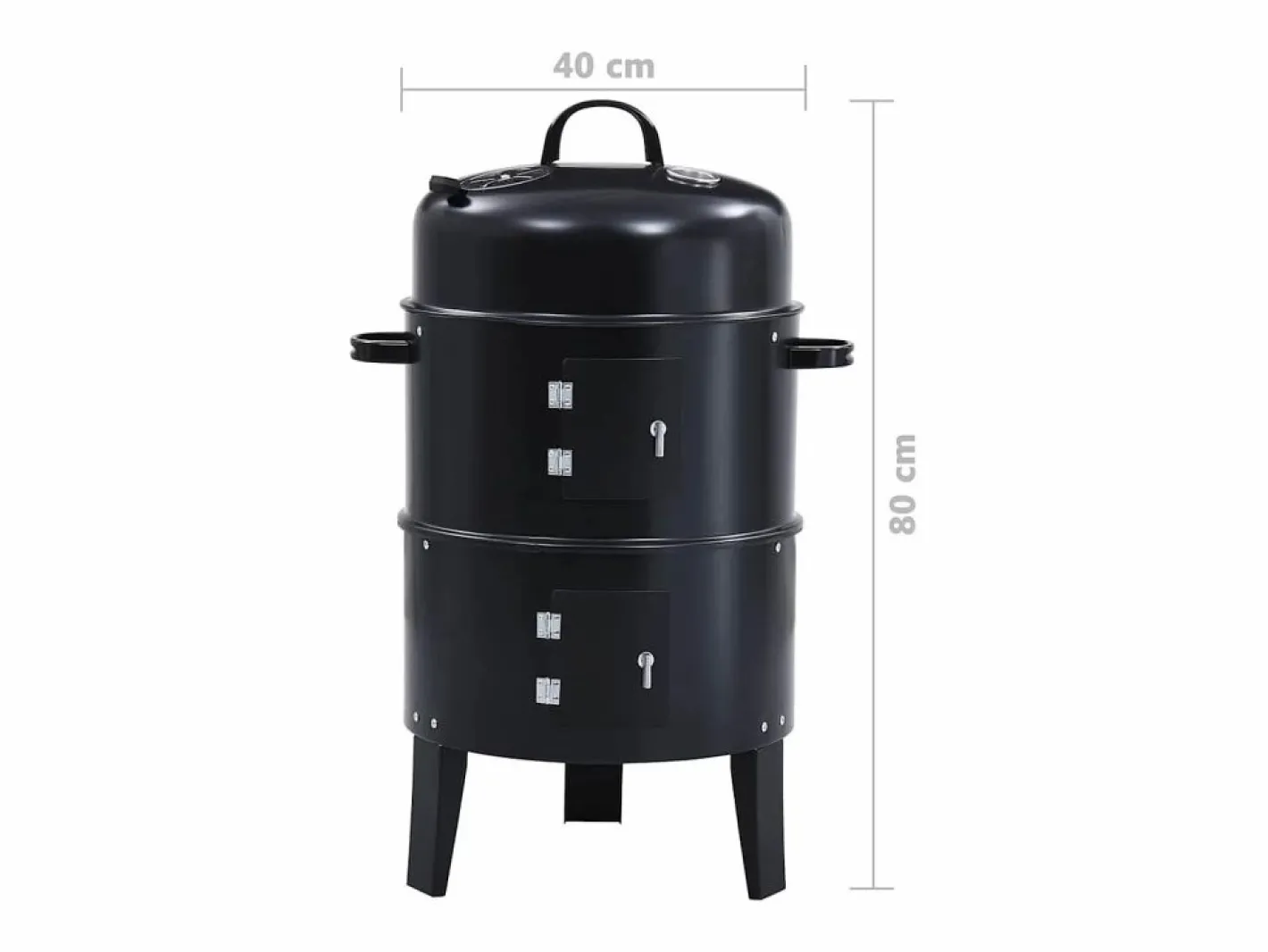 vidaxl Barbacoa|Barbacoa ahumador de carbón 3 en 1 40x80 cm