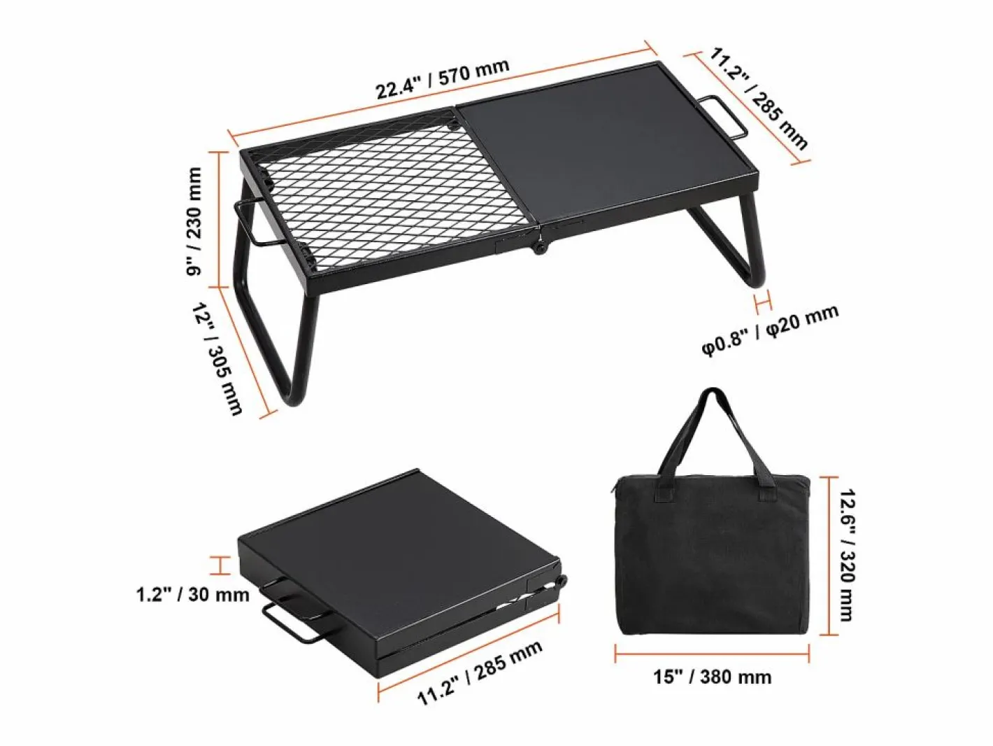 Barbacoa de Campo Plegable SucceBuy, Barbacoa Portátil en Acero de 57 cm para Camping y Picnic en el Aire Libre^ Sale