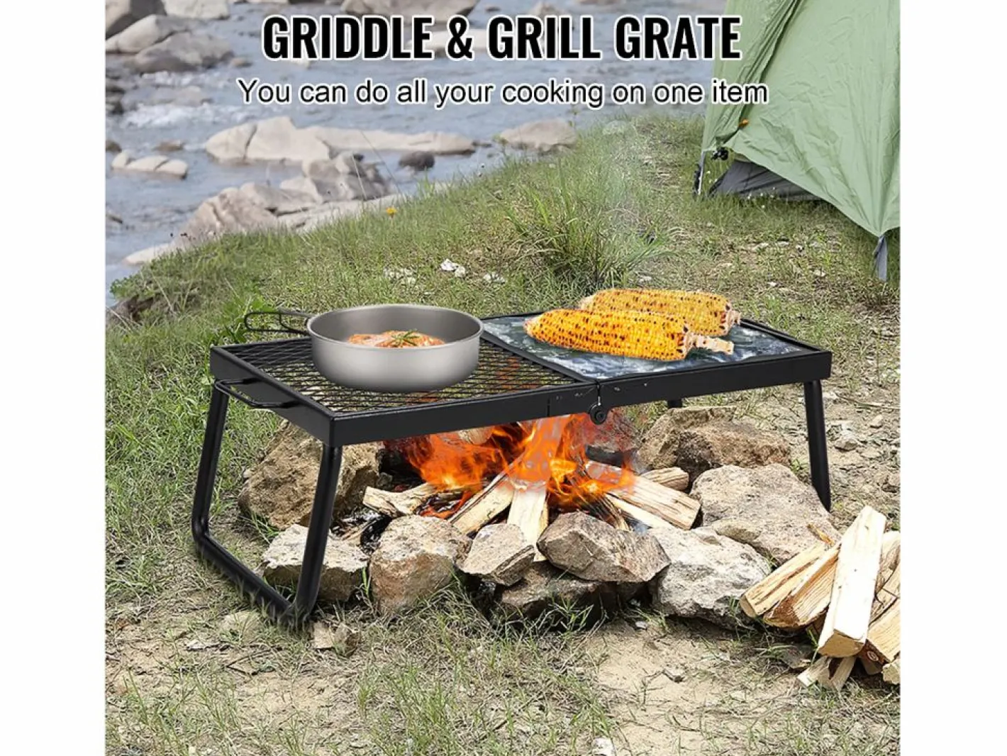 Barbacoa de Campo Plegable SucceBuy, Barbacoa Portátil en Acero de 57 cm para Camping y Picnic en el Aire Libre^ Sale