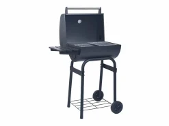 Barbacoa de carbón con ahumador y estante inferior ES979951 Negro Sale