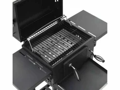 vidaxl Barbacoa de carbón con estante inferior negra Negro Clearance
