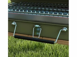 Barbacoa|Barbacoa de carbón de mesa con rejilla y asa, acero inoxidable, , para jardín y picnic (47x30x28 cm)