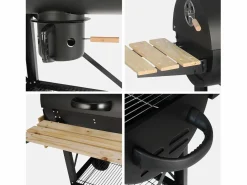 Barbacoa de carbón, parrilla y ahumador americano, ruedas y estantes^Sweeek Clearance