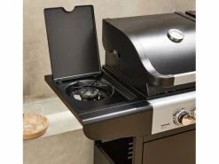 Sweeek Barbacoa de gas 2 en 1, 3 quemadores con 1 fuego lateral Negro Clearance