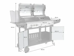 Sweeek Barbacoa de gas 2 en 1, 3 quemadores con 1 fuego lateral Negro Clearance