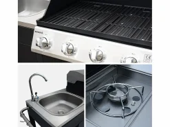 Sweeek Barbacoa|Barbacoa de gas con 4 quemadores + 1 fuego lateral, cocina exterior