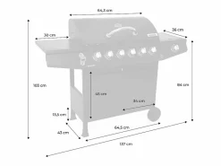 Barbacoa|Barbacoa de gas con 6 quemadores + 1 quemador lateral con ruedas,