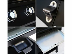 Sweeek Barbacoa de gas con 3 quemadores y 1 quemador lateral Negro Clearance