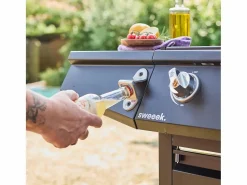 Sweeek Barbacoa de gas con 3 quemadores y 1 quemador lateral Negro Clearance