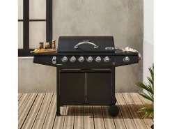 Sweeek Barbacoa de gas de 7 quemadores con 1 quemador lateral Negro