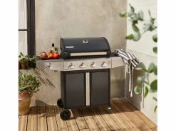 Sweeek Barbacoa de gas de 5 quemadores con 1 quemador lateral Negro Online