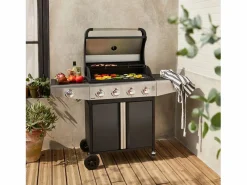 Sweeek Barbacoa de gas de 5 quemadores con 1 quemador lateral Negro Online