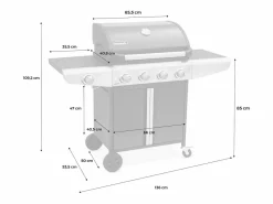 Sweeek Barbacoa de gas de 5 quemadores con 1 quemador lateral Negro Online