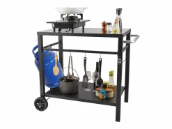 Barbecue a Gas SucceBuy Carrito de Barbecue Exterior, Carrito de Barbecue de Doble Estante, Preparación de Alimentos Móvil, Terraza Negro