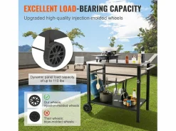 Materiales Y Utensilios De Cocina|Barbecue a Gas SucceBuy Carrito de Comedor para Barbecue Exterior, Carrito de Preparación de Alimentos Móvil de Doble Estante para la Terraza
