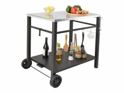 Materiales Y Utensilios De Cocina|Barbecue a Gas SucceBuy Carrito de Comedor para Barbecue Exterior, Carrito de Preparación de Alimentos Móvil de Doble Estante para la Terraza