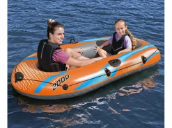 Bestway Barca Hinchable para 1 Adulto y 1 Niño Kondor Elite 2000 Raft 196x106x31 cm con Asas y Suelo Hinchable Naranja New