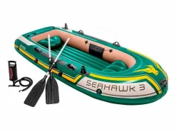 Intex Deportes Náuticos|Barca hinchable Seahawk 3 3 usuarios con bomba de hinchado+2 remos verde 43x137x295 cm