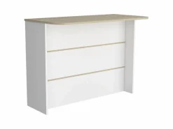 TuHome Isla Cocina|Barra de Cocina Fendi en melamina con tres estantes , 90 X 120 X 60 cm , Blanco / Miel