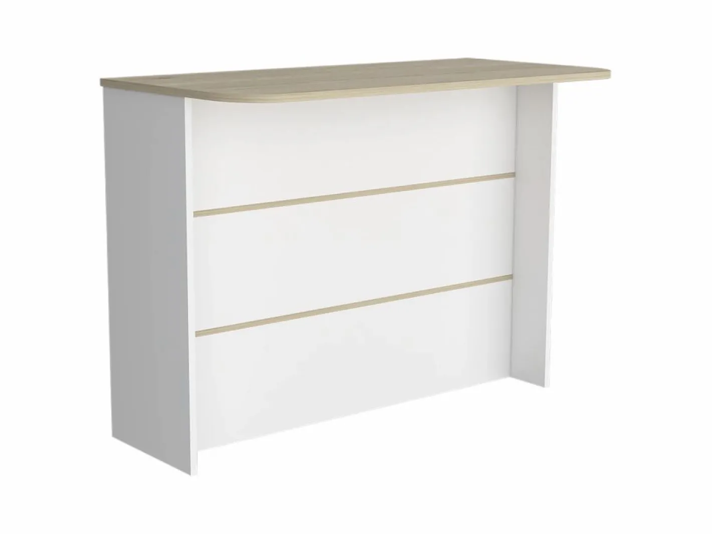 TuHome Isla Cocina|Barra de Cocina Fendi en melamina con tres estantes , 90 X 120 X 60 cm , Blanco / Miel
