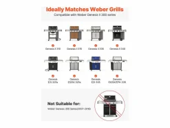 Barra de Cubrequemador y Difusor SucceBuy de Calor para Barbacoa 8PCs, Deflector de Grasa para Quemador 43,5 cm, para Weber Genesis II 310, 315, 335, 340 Negro Online