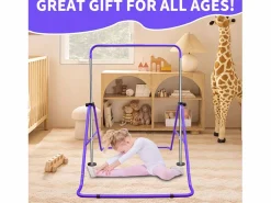 Aparato De Musculación|Barra de gimnasia extensible para niños, regulable en altura, de acero, color morado (145x100x130 cm)