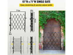 Barrera de Seguridad Extensible Plegable SucceBuy, Puerta Plegable Simple, 154 x 180 cm Negro Online