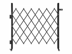 Barrera de Seguridad SucceBuy Extensible de 110 x 131 cm, Puerta de Tijera Simple, Bloqueable y Retráctil, de Acero Sólido, para Entrada, Garaje Negro Clearance