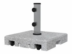 Sombrilla|Base de sombrilla de granito de 28 kg, ajustable, con ruedas, acero inoxidable, gris (41 x 41 x 37,5 cm)